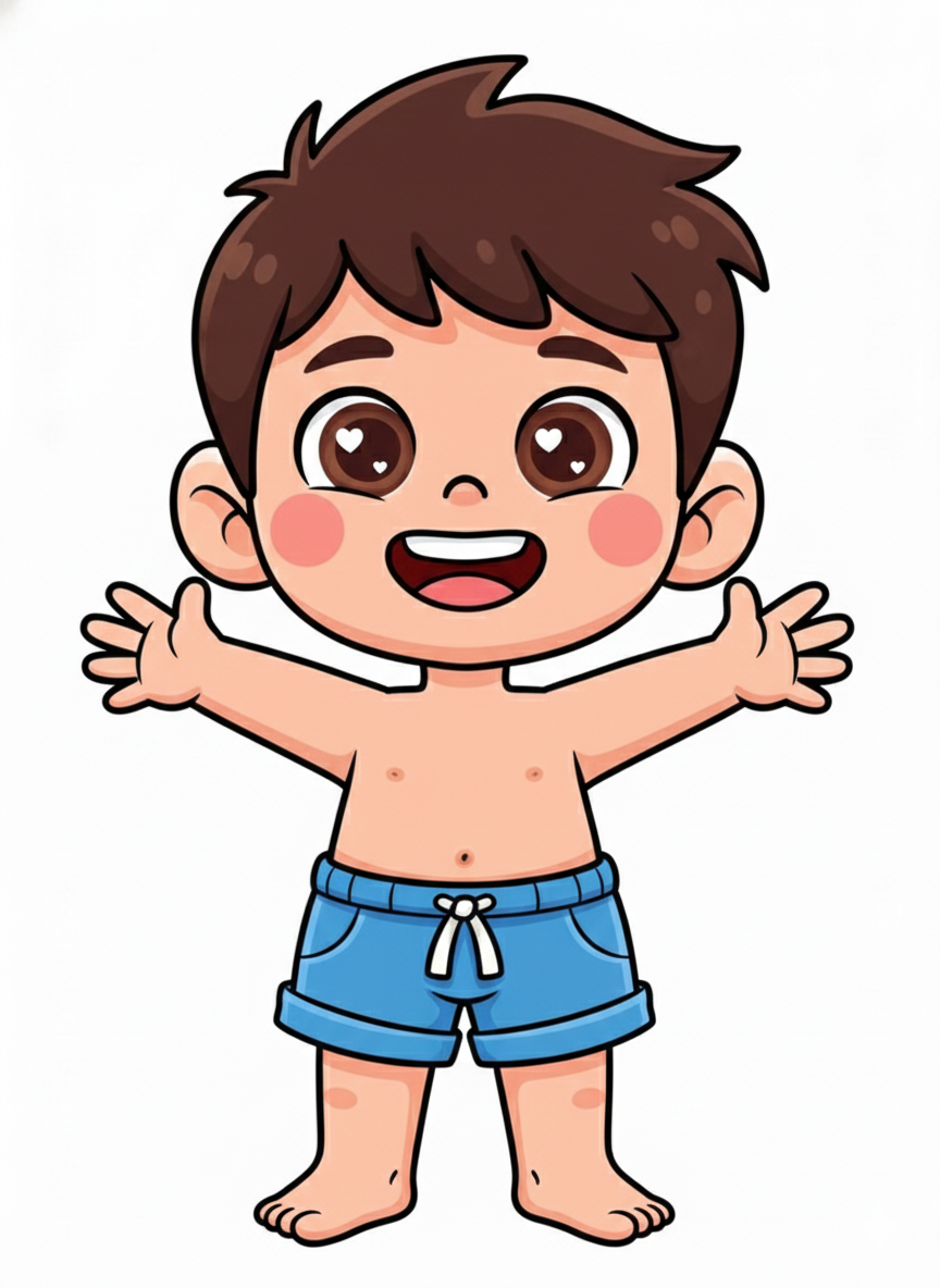 Simple human body parts for children