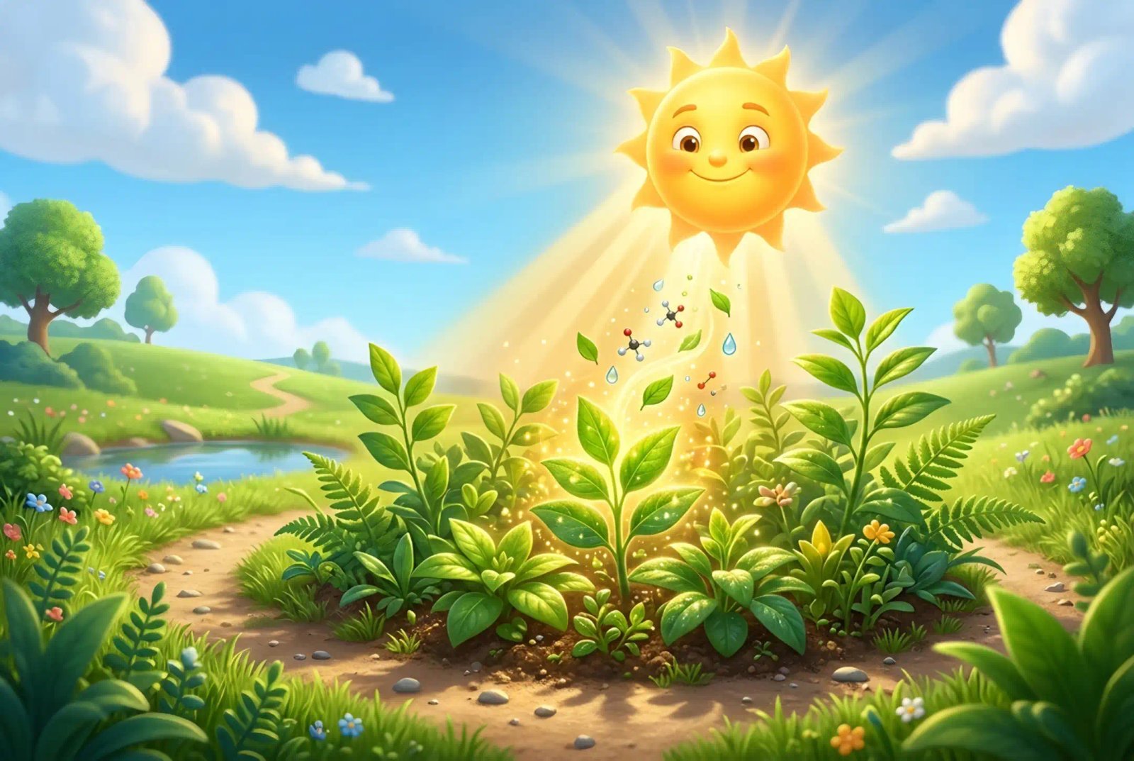 Sunlight helping plants grow on Earth