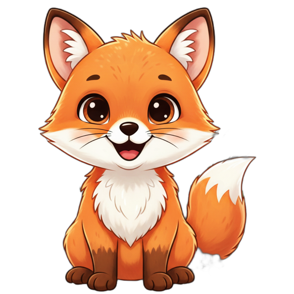 Fox illustration for kids learning letter F
