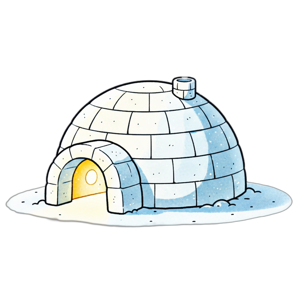 Igloo illustration for kids learning letter I