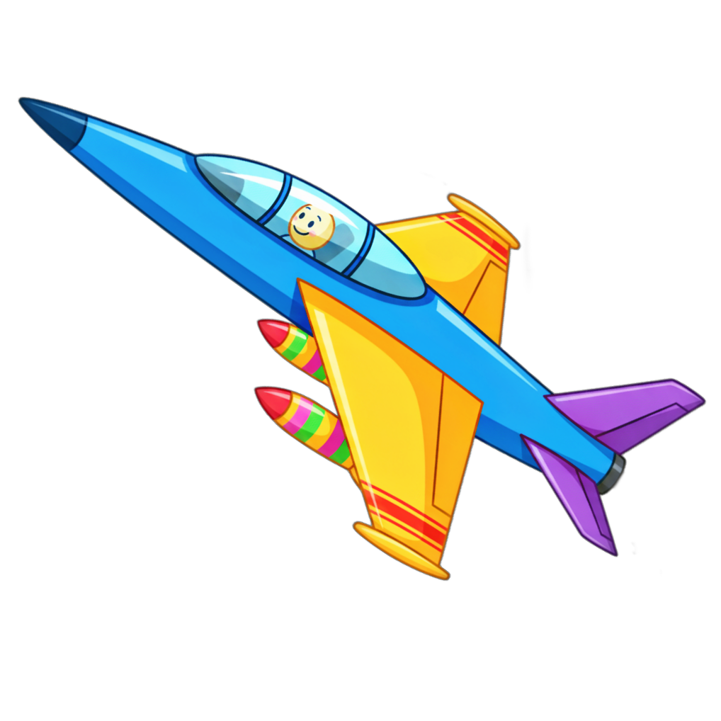 Jet illustration for kids learning letter J